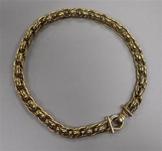 A 9ct gold fancy link chain, 41cm.